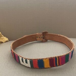 Colorful vintage Guatemalan woven leather Belt